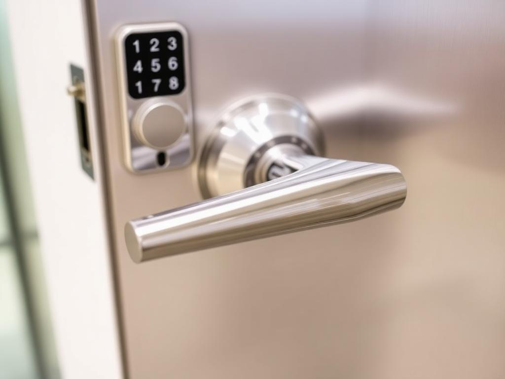 Commercial door hardware with keypad access control system