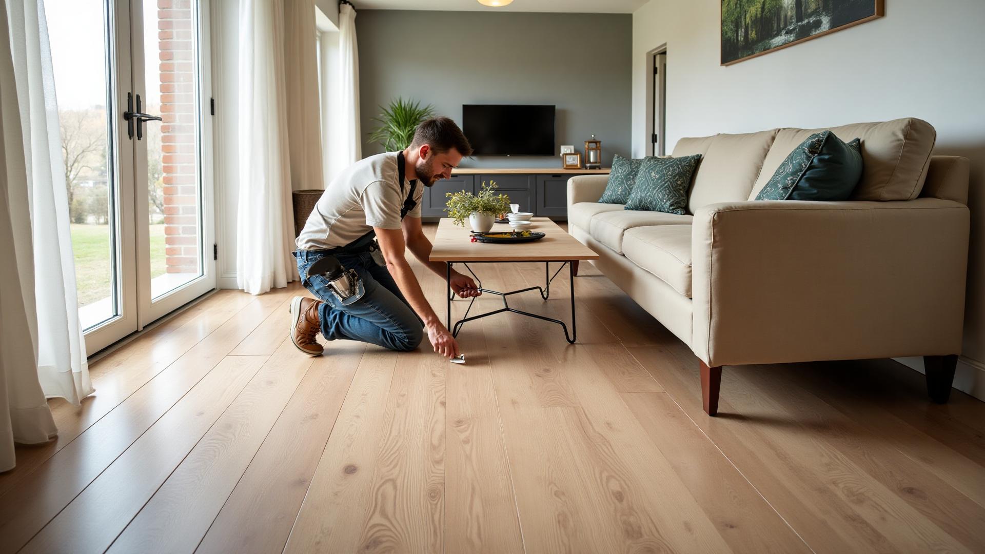 Professional flooring installation in modern home