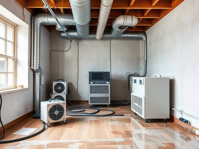 Structural drying equipment setup